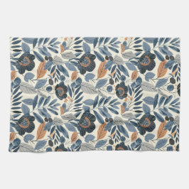 Modern Blue Botanical Spring Floral Kitchen Towels Kökshandduk