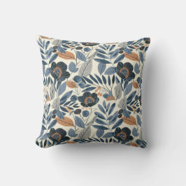 Modern Blue Botanical Spring Floral Throw Pillow Kudde