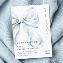 Modern Blue Bow Baby Shower