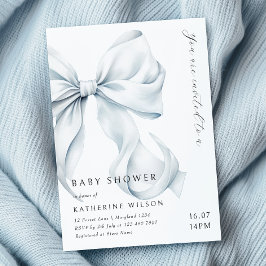 Modern Blue Bow Baby Shower Inbjudningar
