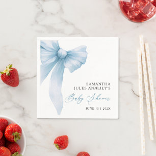 Modern Blue Bow Baby Shower Pappersservett