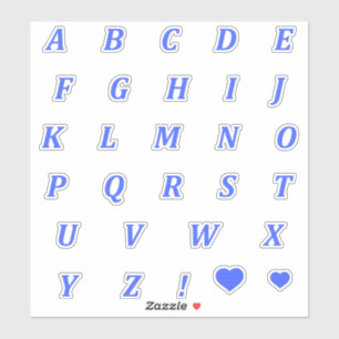 Modern Blue Brev Monogram Alphabet Brev Klistermärken