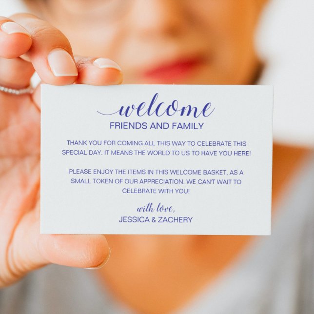 Modern Blue Bröllop Welcome Gift Bag Basket Placeringskort (Skapare uppladdad)