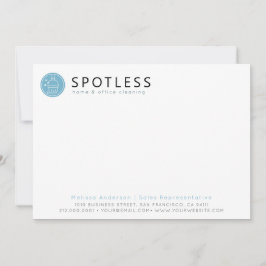 Modern Blue Broom Logo Cleaning Service Anteckningskort