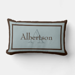 Modern Blue/Brown Monogram Namn Keepsaké Pillow Lumbarkudde