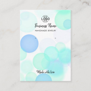 Modern Blue Bubbles White Earrings Visning Card Visitkort
