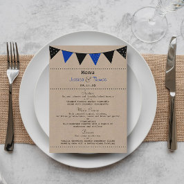 Modern Blue Bunting Bröllop-samling Meny