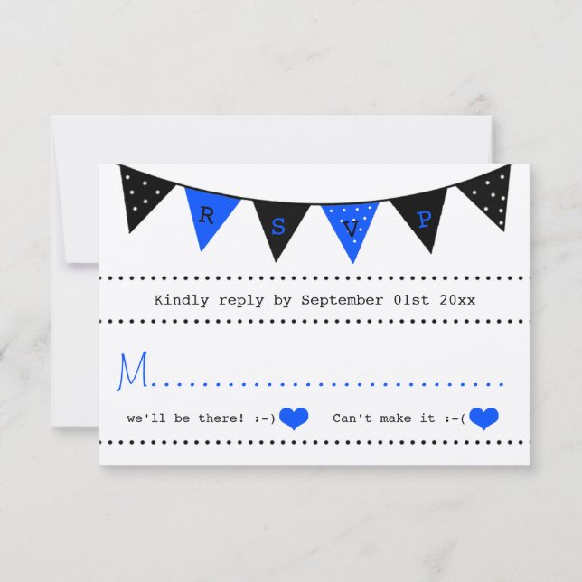 Modern Blue Bunting Bröllop-samling OSA Kort (Framsida)