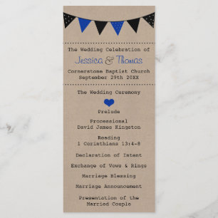 Modern Blue Bunting Bröllop-samling Program