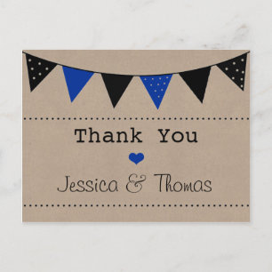 Modern Blue Bunting Bröllop-samling Vykort