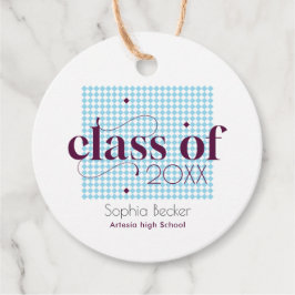 Modern Blue Burgundy Studentmössa Mönster Gåvor Etiketter