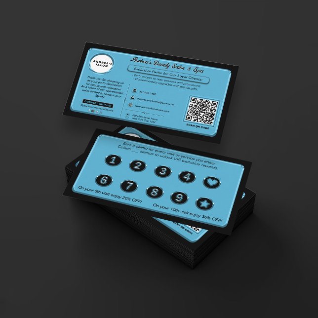 Modern Blue Business Rewards Promo erbjuder klient Lojalitetskort (Skapare uppladdad)