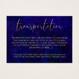 Modern Blue Calligraphy Bröllop Transport Visitkort