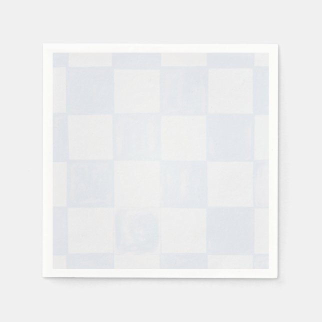 Modern Blue Checkered Baby Shower  Pappersservett (Framsidan)