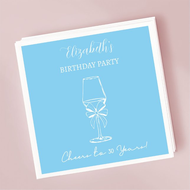 Modern Blue Cheers till 30 år födelsedagsservetter Pappersservett (Skapare uppladdad)