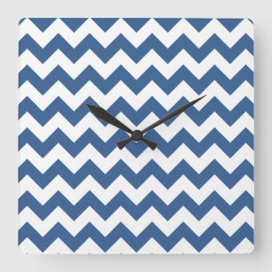 Modern Blue Chevron Rand Fyrkantig Klocka