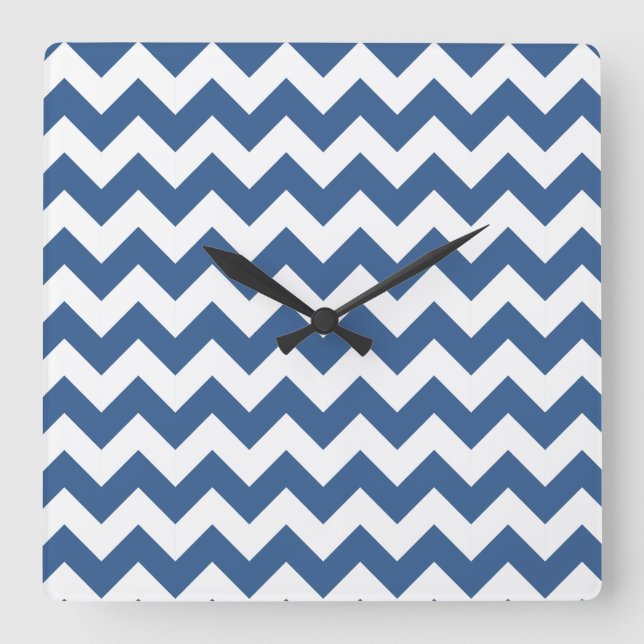 Modern Blue Chevron Rand Fyrkantig Klocka (Framsida)