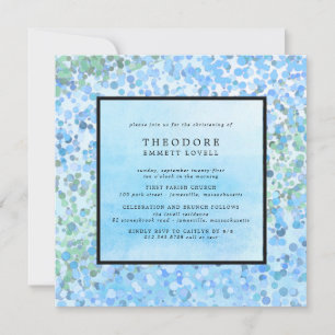 Modern Blue Christening Inbjudningar