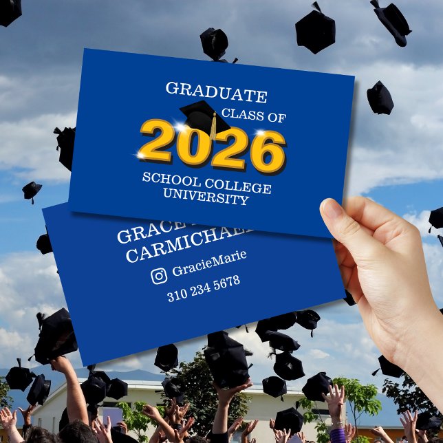 Modern Blue Class of 2026 Graduate Name Card Visitkort (Skapare uppladdad)