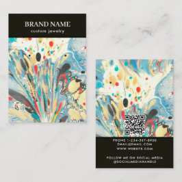 Modern Blue Colorful Marble Jewelry Display Card Visitkort