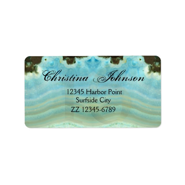 Modern Blue Cream Gemstone Sweet 16 Birthday Adressetikett (Framsidan)