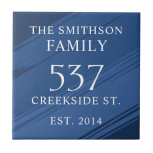 Modern Blue Date Etablated Adress House Plaque Kakelplatta