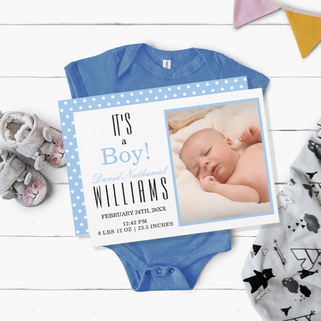 Modern Blue Det är en BOY! Baby födelsedag Inbjudningar (Skapare uppladdad)