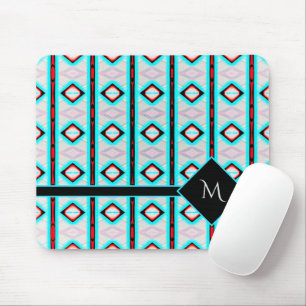 Modern Blue Diamond Red Mönster White Monogram Musmatta
