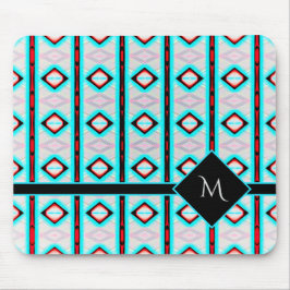 Modern Blue Diamond Red Mönster White Monogram Musmatta