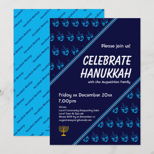 Modern Blue DREIDEL Anpassningsbar CELEBRATE HANUK Inbjudningar