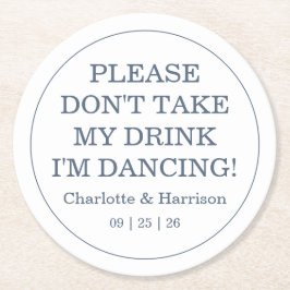 Modern Blue Drink Cover Wedding Underlägg Papper Rund