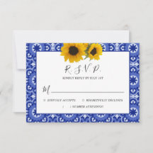 Modern Blue Elegant Vintage Solros Bröllop