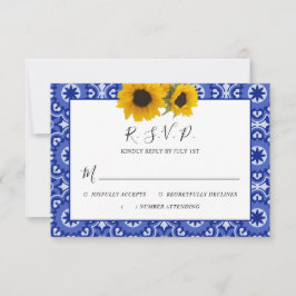Modern Blue Elegant Vintage Solros Bröllop OSA Kort