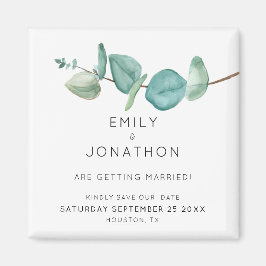 Modern Blue Eucalyptus Löv Spara datum magneter