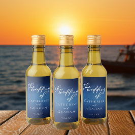 Modern Blue Evening Bröllop Anpassade Mini Vinetikett