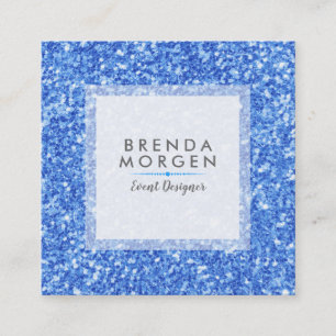 Modern Blue Faux Glitter-bakgrund Fyrkantigt Visitkort