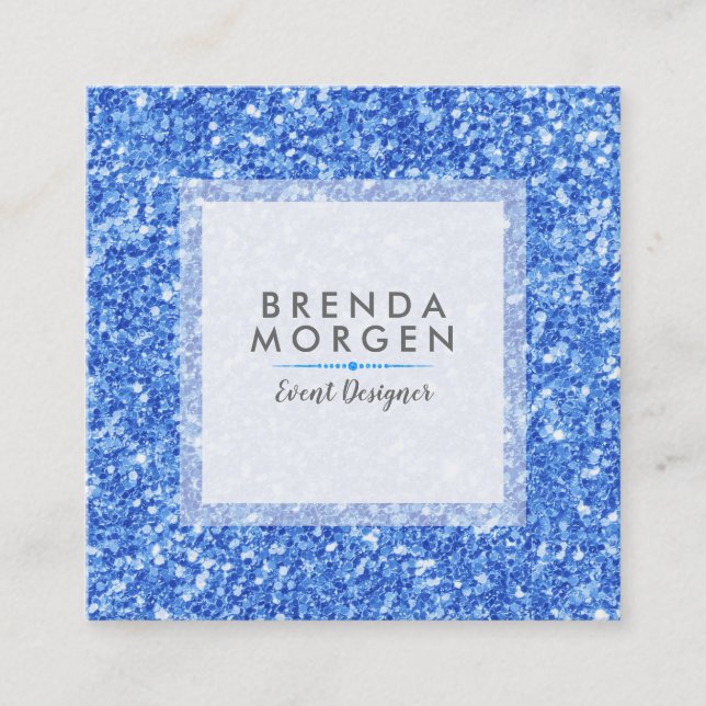 Modern Blue Faux Glitter-bakgrund Fyrkantigt Visitkort (Framsida)