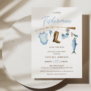 Modern Blue Fisherman Fisherman Thame Baby Shower Inbjudningar