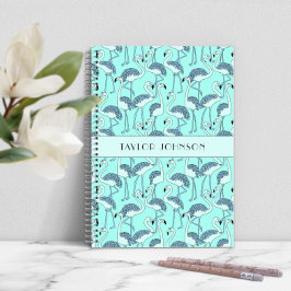 Modern Blue Flamingos Mönster Anteckningsbok