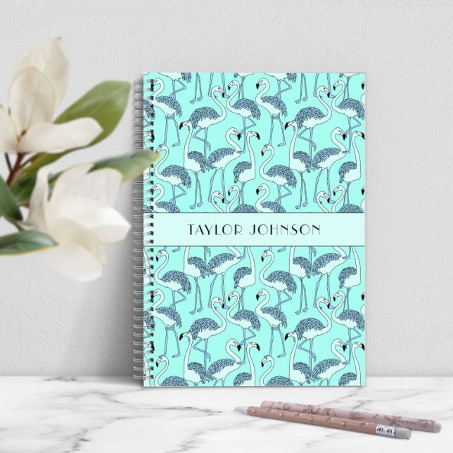 Modern Blue Flamingos Mönster Anteckningsbok (Modern Blue Flamingos Pattern Notebook)