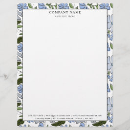 Modern Blue Floral Pattern Company Name Details Brevhuvud