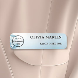 Modern Blue Flower Magnetic Name Badge Custom Namnbricka
