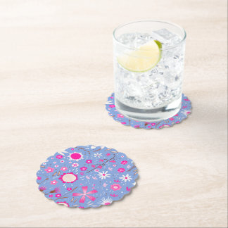 Modern Blue Fresh Flowers Botanical Underlägg Papper