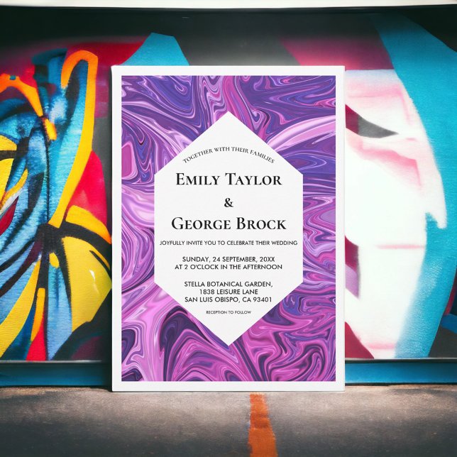 Modern Blue Galaxy Abstrakt Art Snyggt Bröllop Inbjudningar (Skapare uppladdad)