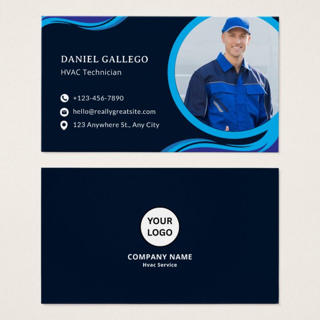 Modern Blue  Geometric Corporate Business Card Visitkort (Framsida & baksida)