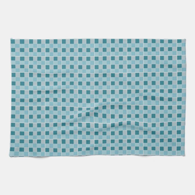 Modern Blue Geometric Grid Tea Towel  Minimal Kit Kökshandduk (Horisontell)