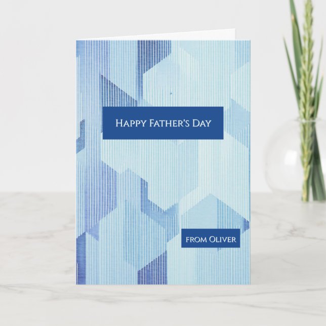Modern Blue Geometric  Happy Father's Day Card Kort (Framsida)