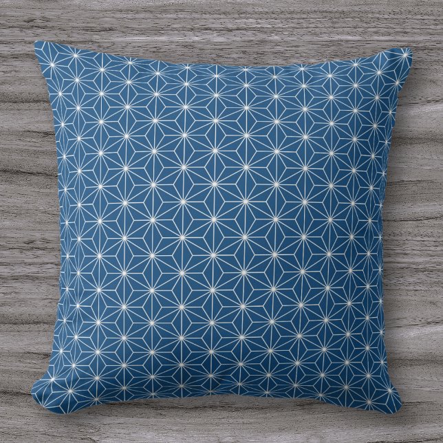 Modern Blue Geometric Japanska Mönster Kudde (Skapare uppladdad)