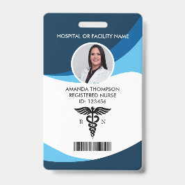 Modern Blue Geometric Registrated Nurse Photo ID