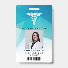 Modern Blue Geometric Registrated Nurse Photo ID